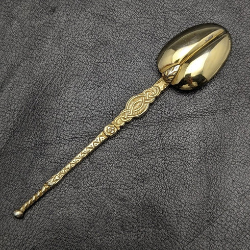 1901 年英國古董純銀鍍金膏勺 12 件套在一個盒子裡